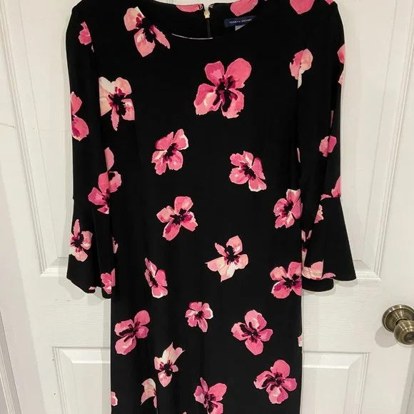 Tommy Hilfiger | Dresses | Tommy Hilfiger Printed Jersey Bell Sleeve Aline  Dress Size | Poshmark